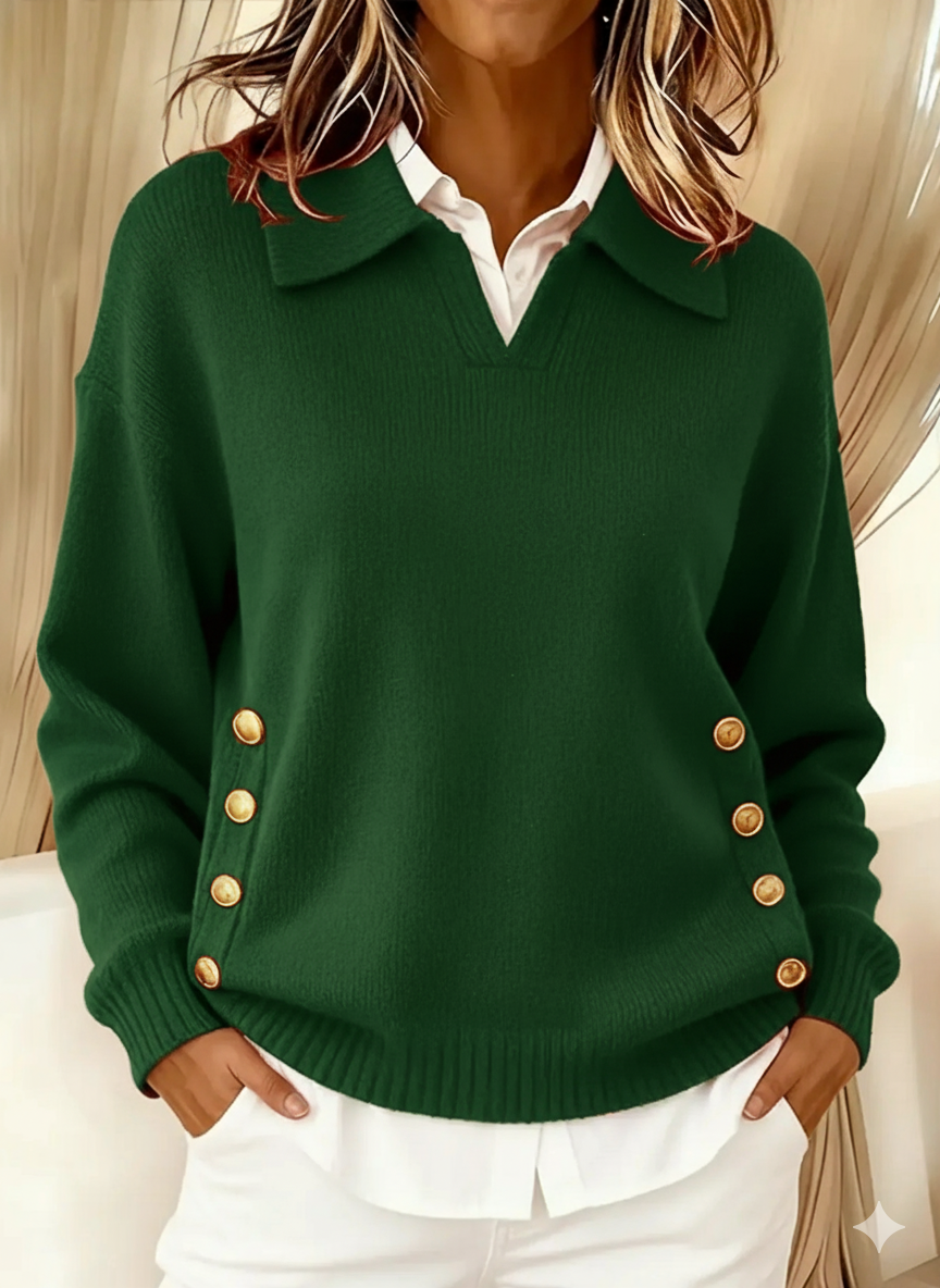 Jean | V-Neck Collared Sweater