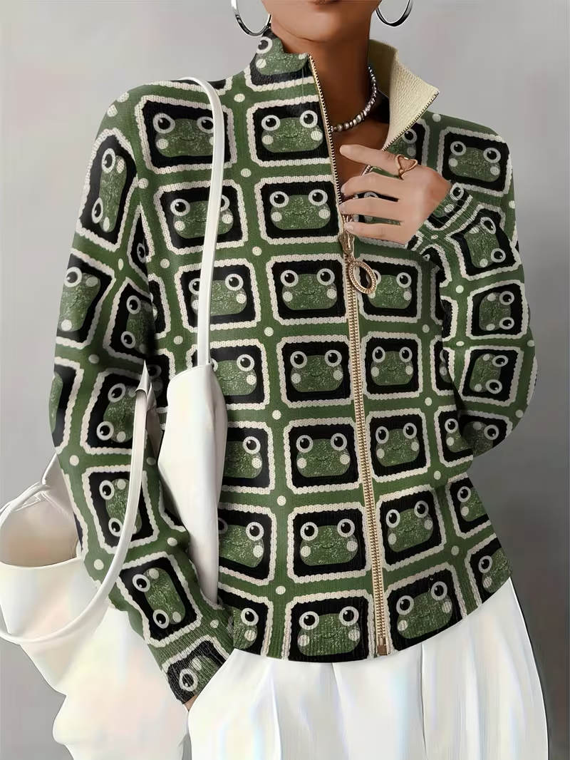 Sabine | Retro Tile Zip Cardigan