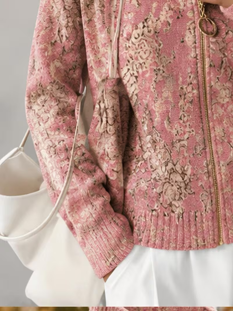 Tamsin | Gilded Blossom Zip Cardigan