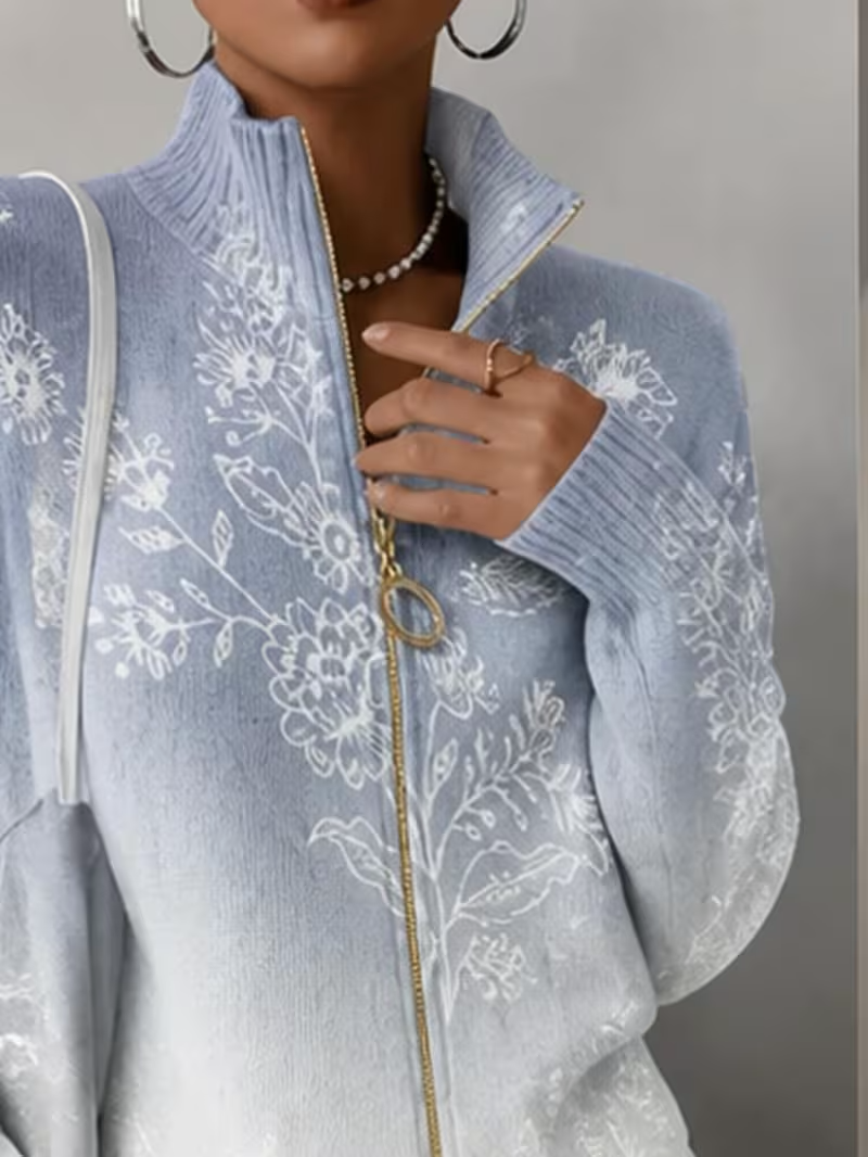 Rosamund | Frosted Bloom Zip Cardigan