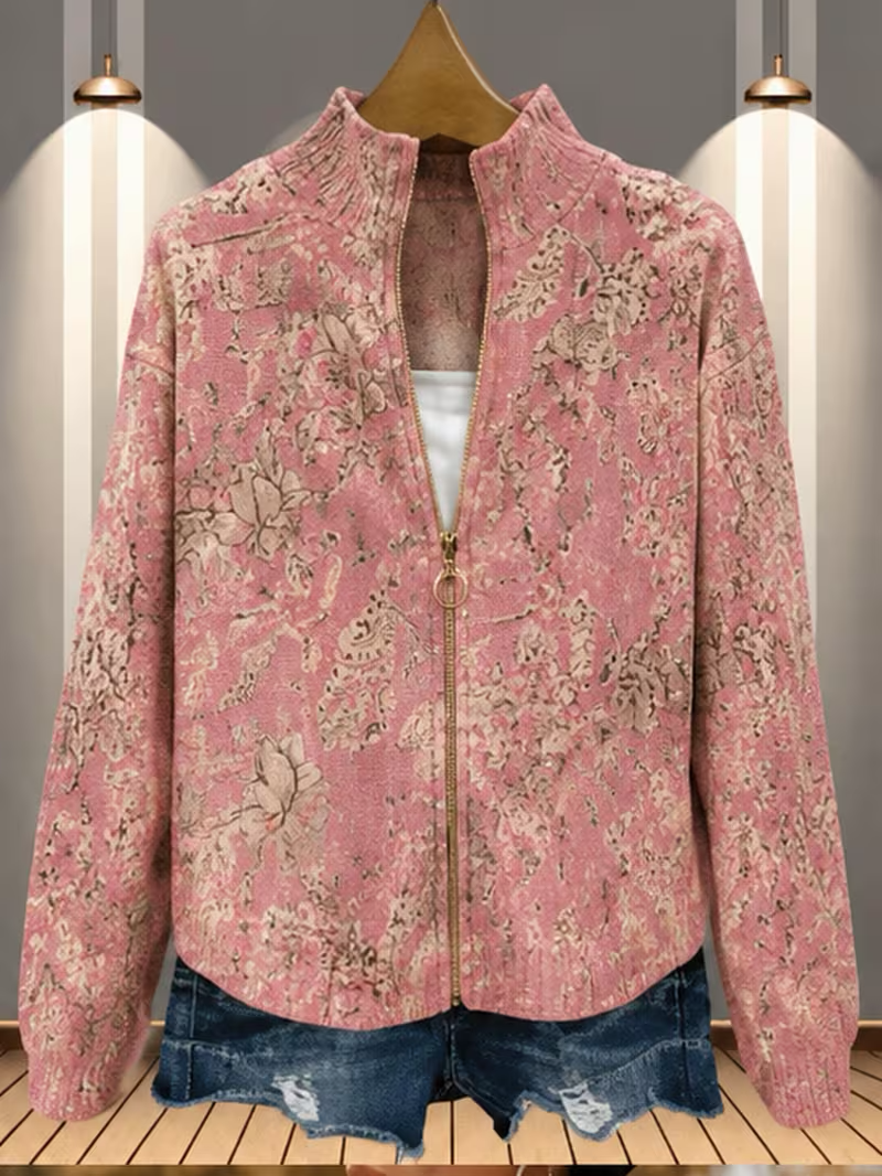 Tamsin | Gilded Blossom Zip Cardigan