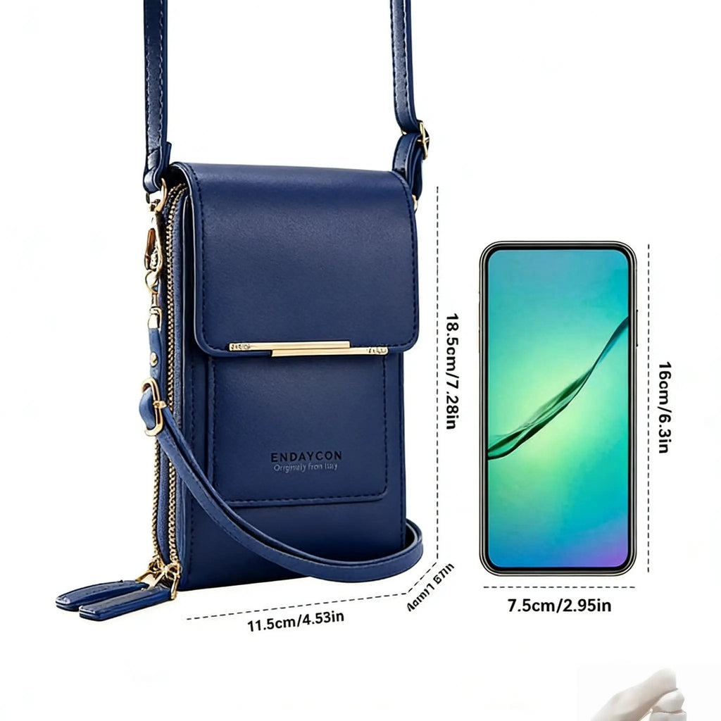 Simple and elegant women's touchscreen crossbody phone wallet