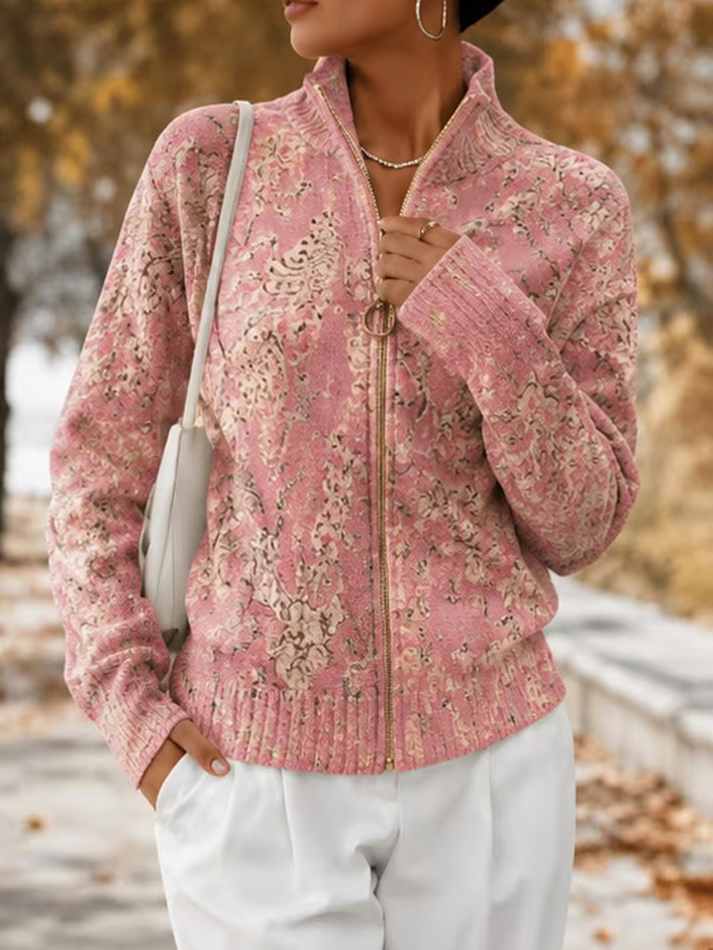 Tamsin | Gilded Blossom Zip Cardigan