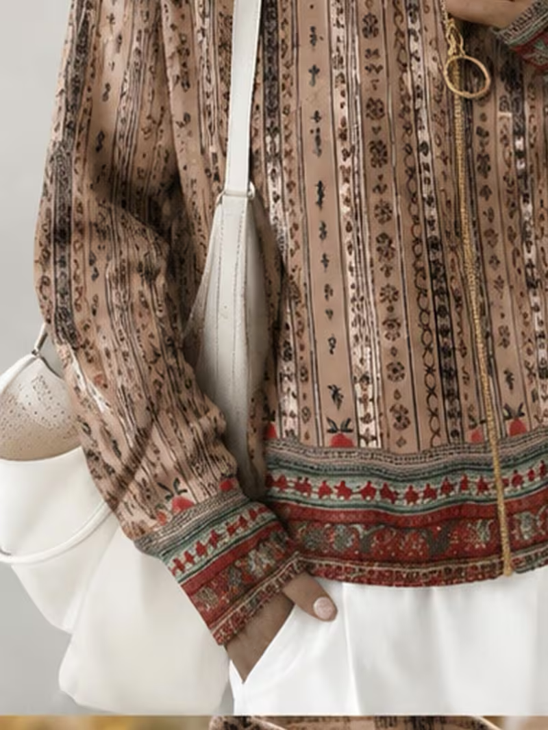 Perpetua | Woven Stripe Zip Cardigan