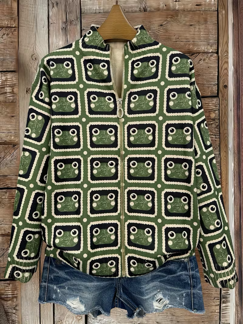 Sabine | Retro Tile Zip Cardigan