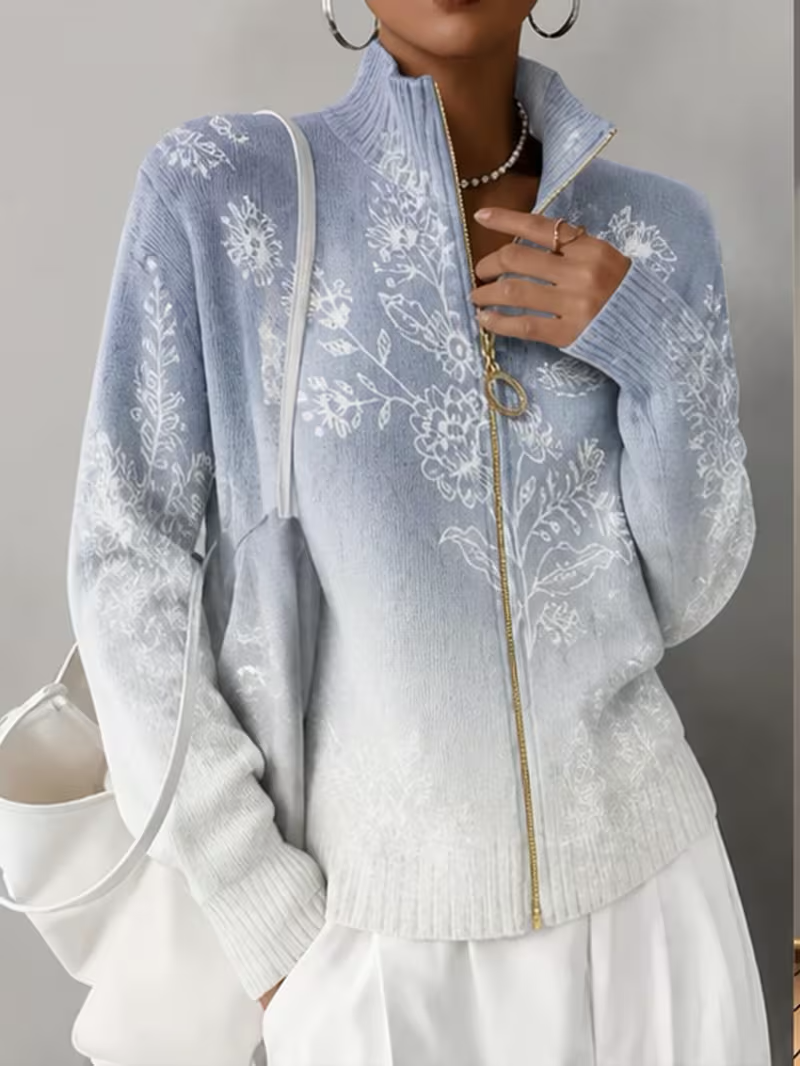 Rosamund | Frosted Bloom Zip Cardigan