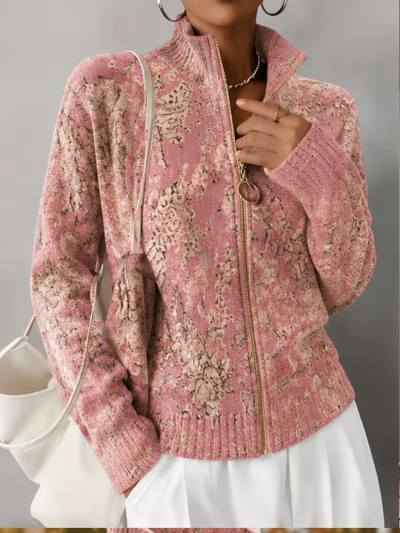 Tamsin | Gilded Blossom Zip Cardigan
