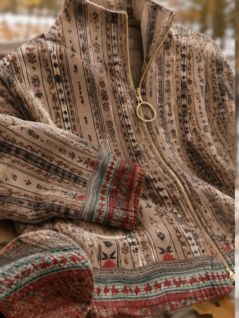 Perpetua | Woven Stripe Zip Cardigan
