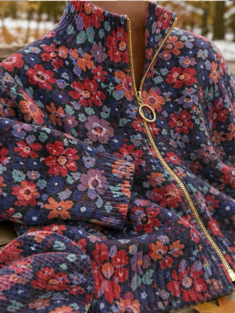 Evadne | Ditsy Floral Zip Cardigan