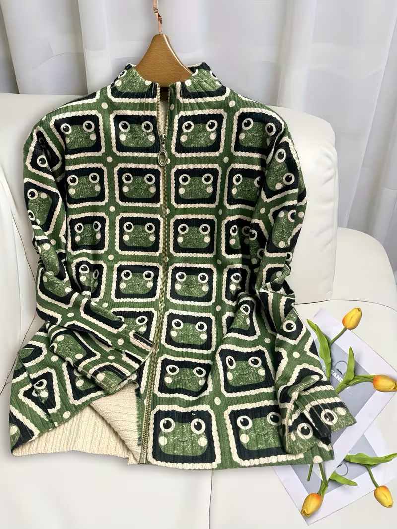 Sabine | Retro Tile Zip Cardigan