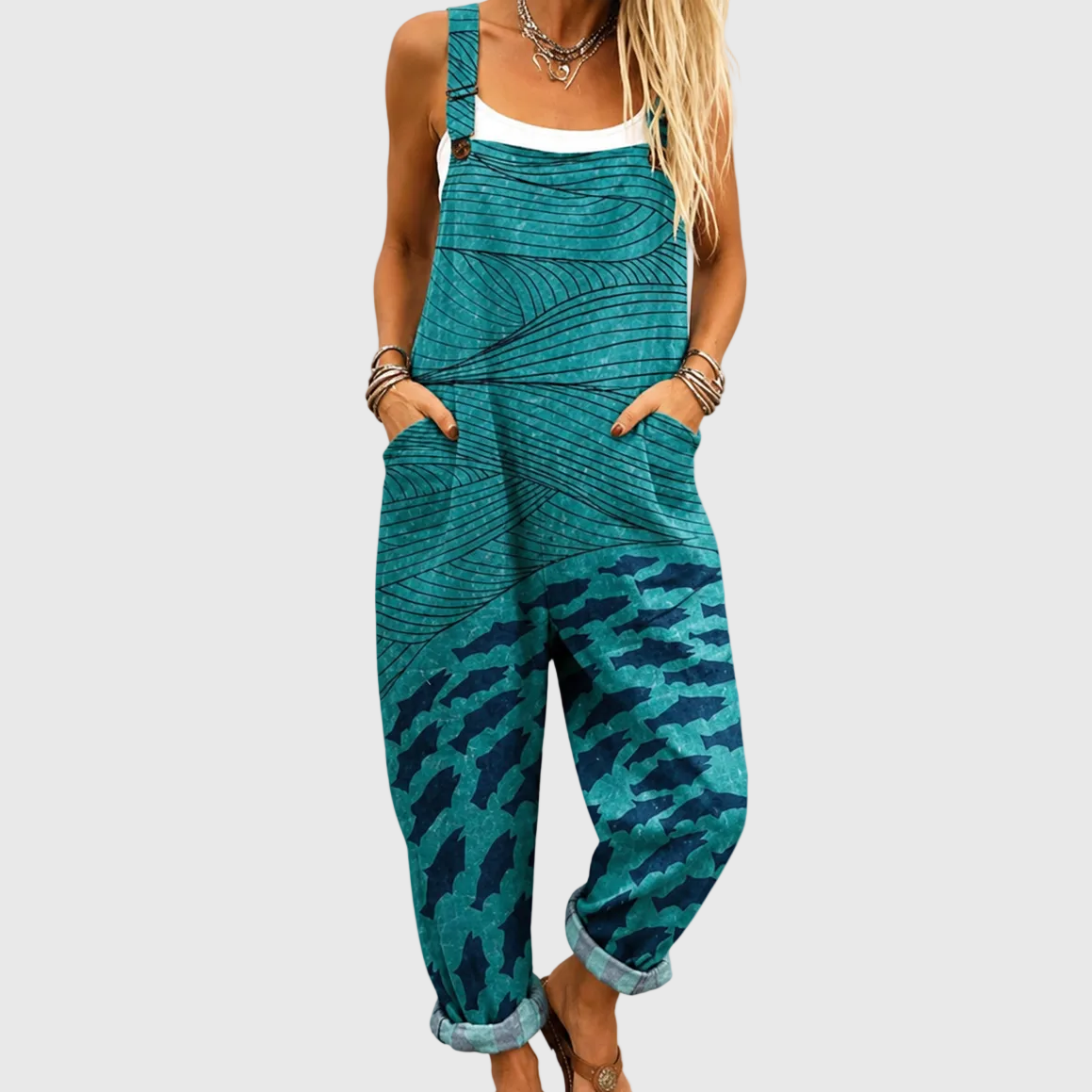 Lucinda Blue Marine Wave Jumpsuit