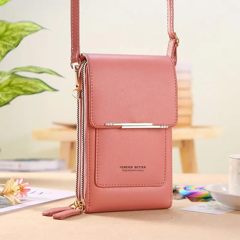 Simple and elegant women's touchscreen crossbody phone wallet