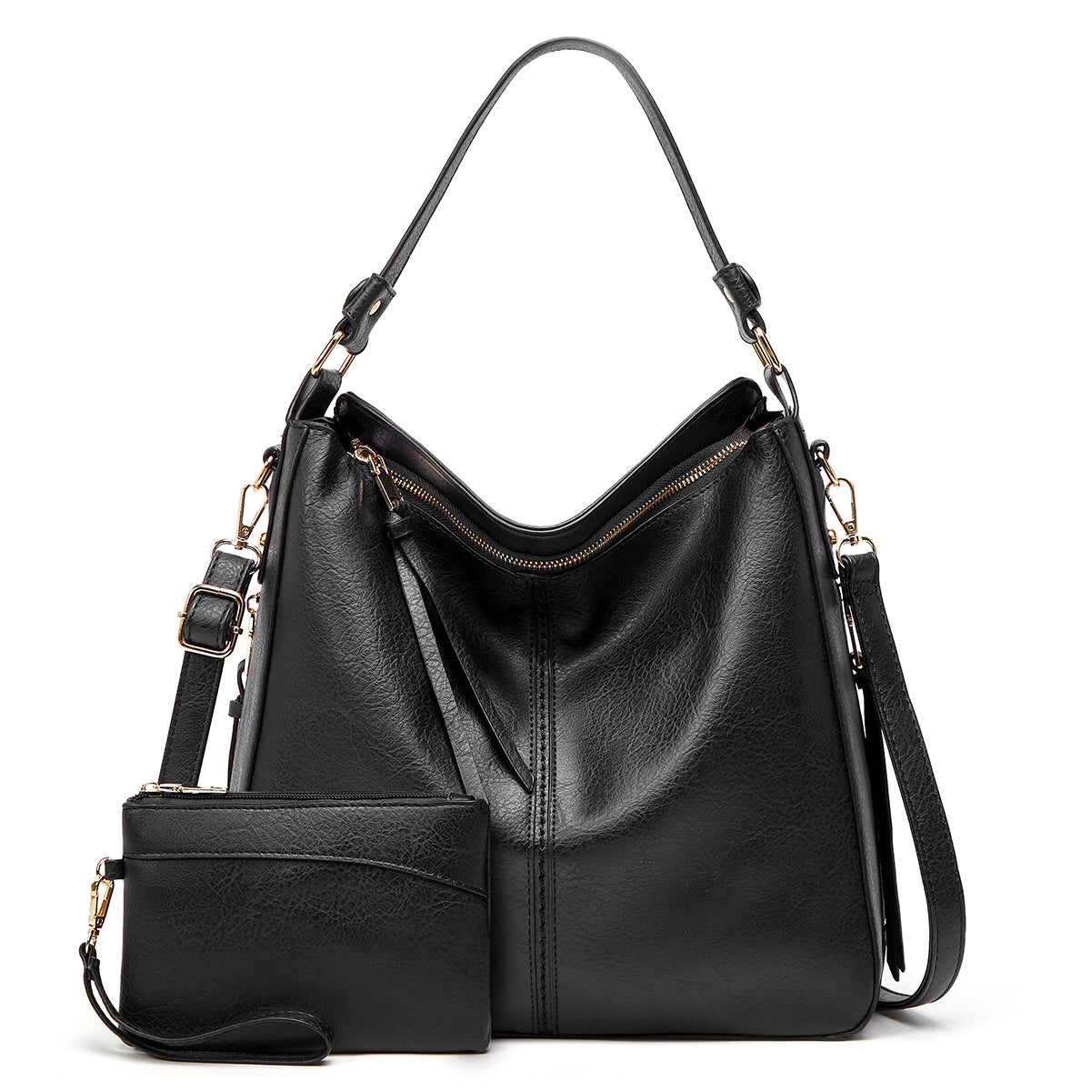Luxury Leather Anti-Theft Hobo Handbag + FREE Pouch Wallet