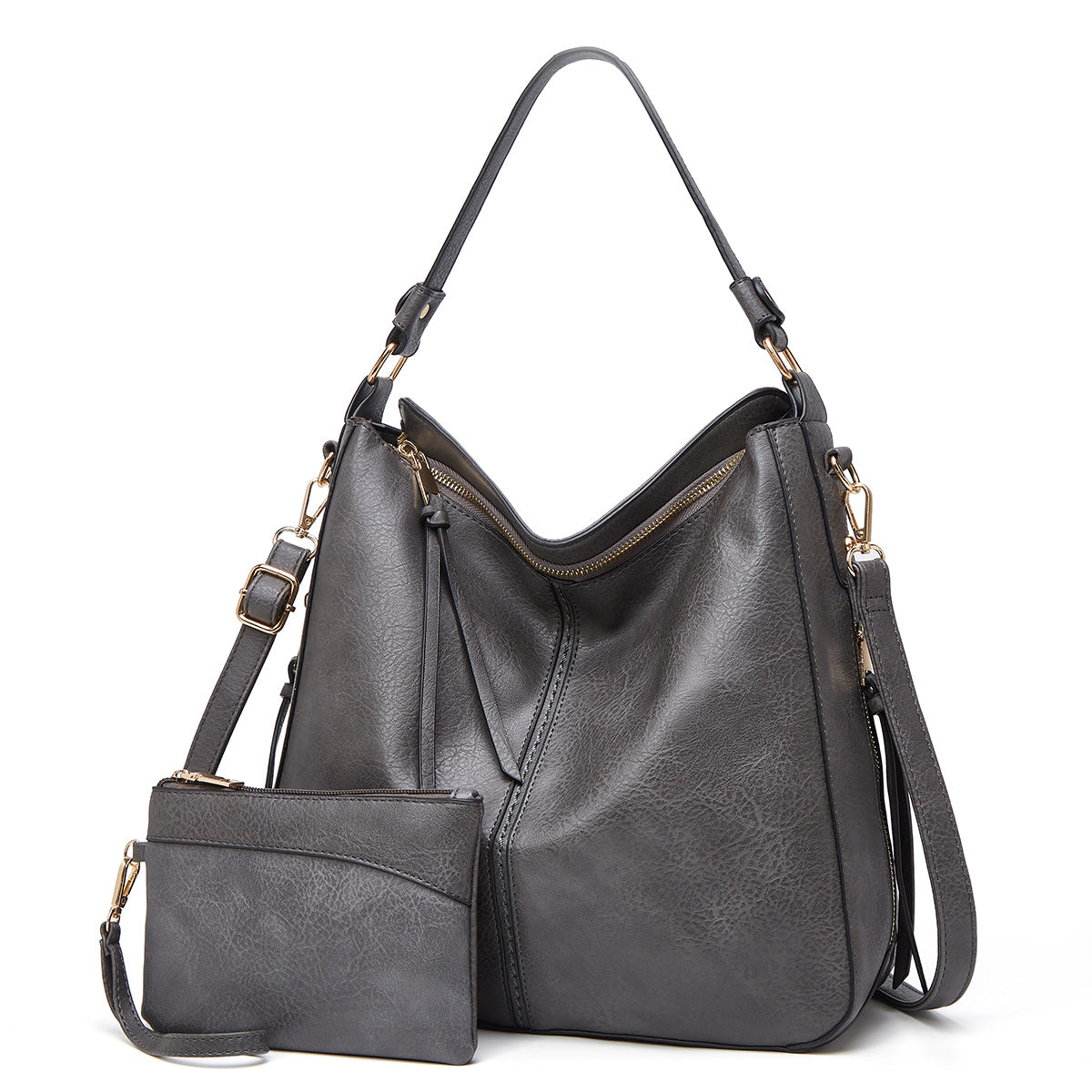 Luxury Leather Anti-Theft Hobo Handbag + FREE Pouch Wallet