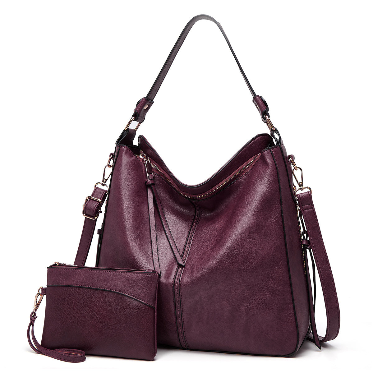 Luxury Leather Anti-Theft Hobo Handbag + FREE Pouch Wallet