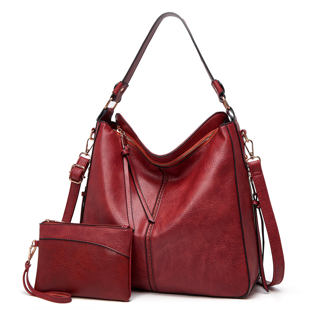 Luxury Leather Anti-Theft Hobo Handbag + FREE Pouch Wallet
