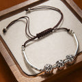 Verity engraved silver bar cord bracelet