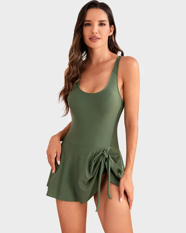 One Piece Tummy Control Tie Knot Swimsuit