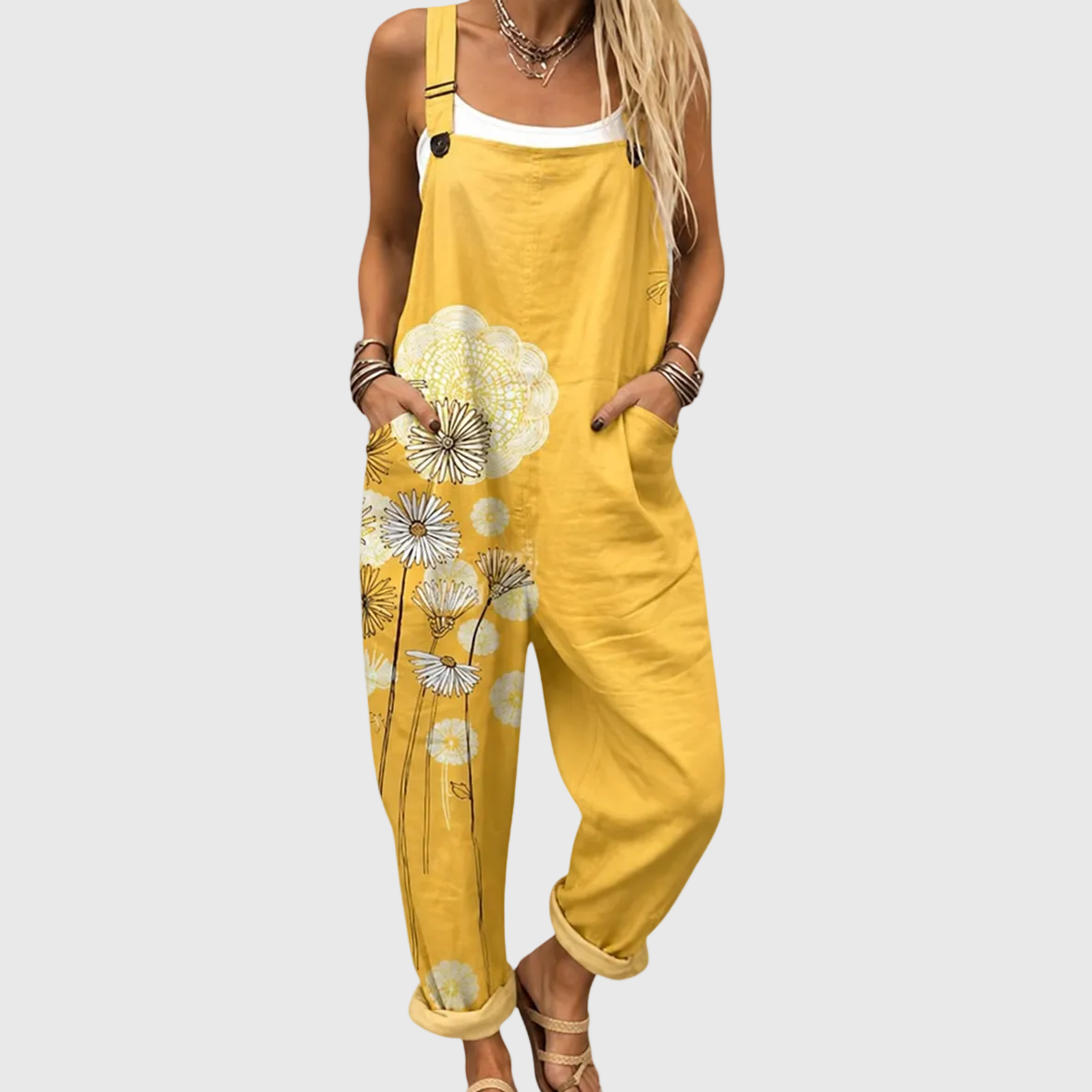 Cecily Golden Yellow Flower Jumpsuit