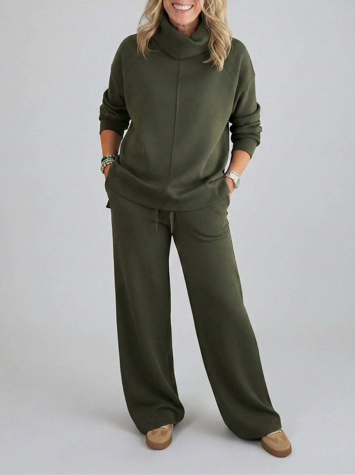 Vinona | Cowl Neck Wide-Leg Loungewear Set