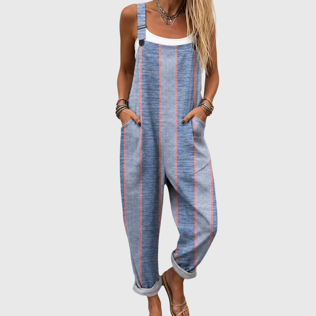 Hyacinth Blue Striped Dungaree