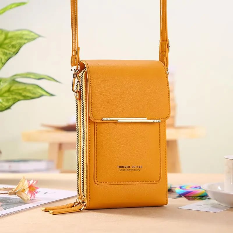 Simple and elegant women's touchscreen crossbody phone wallet