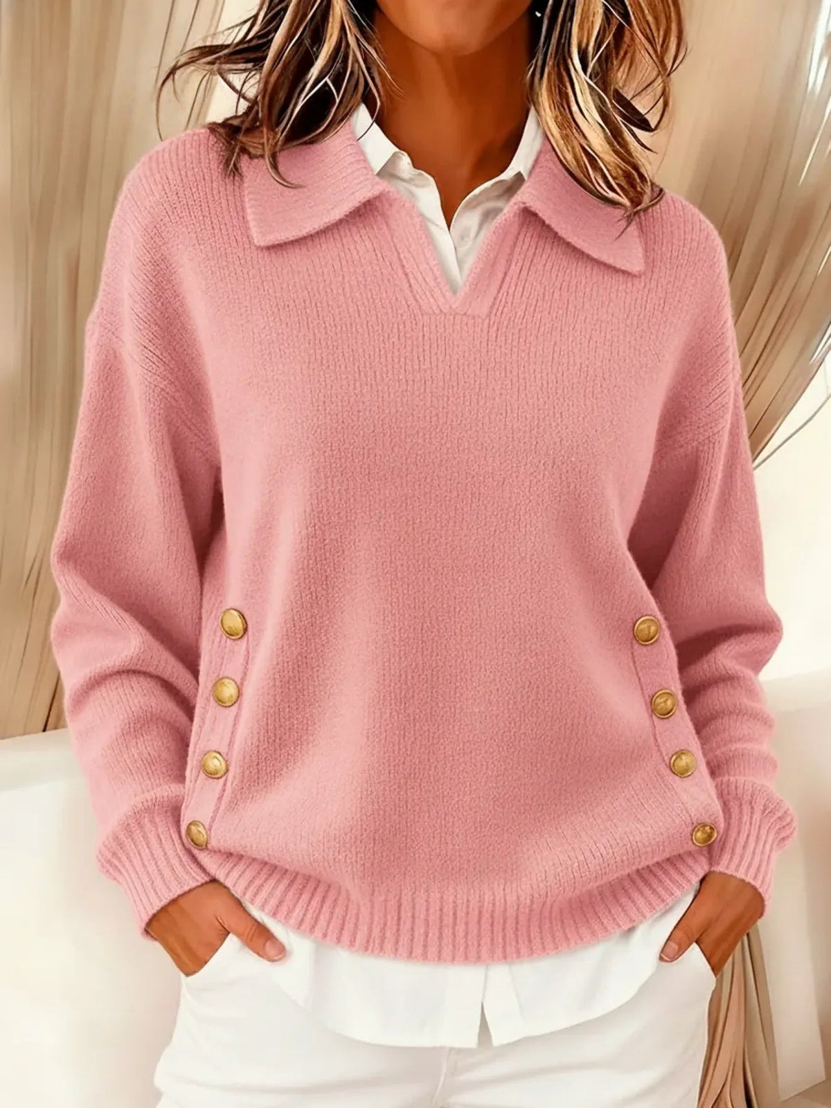 Jean | V-Neck Collared Sweater