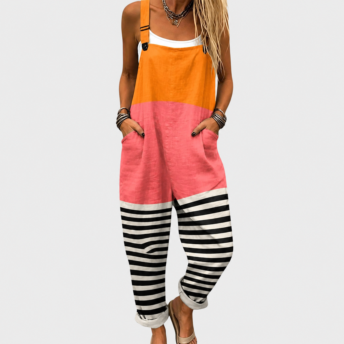 Henrietta Orange Pink Black Jumpsuit