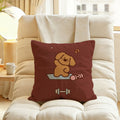 Hattie Gym Poodle Cushion, maroon cushion with a cartoon poodle lifting weights