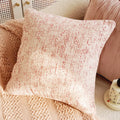 Delphine Rose Chenille Fringe Cushion, pink marled chenille with a red fringed edge