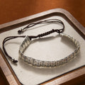 Beatrix ribbed silver band cord bracelet