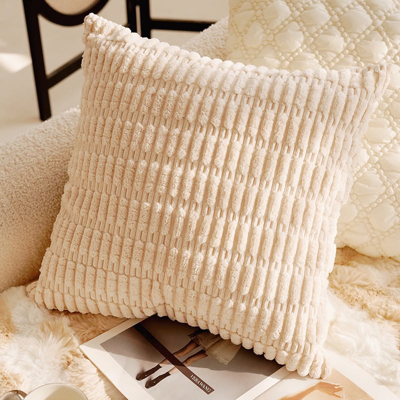 Cordelia Cream Popcorn Texture Cushion, cream cover with a ribbed popcorn weave