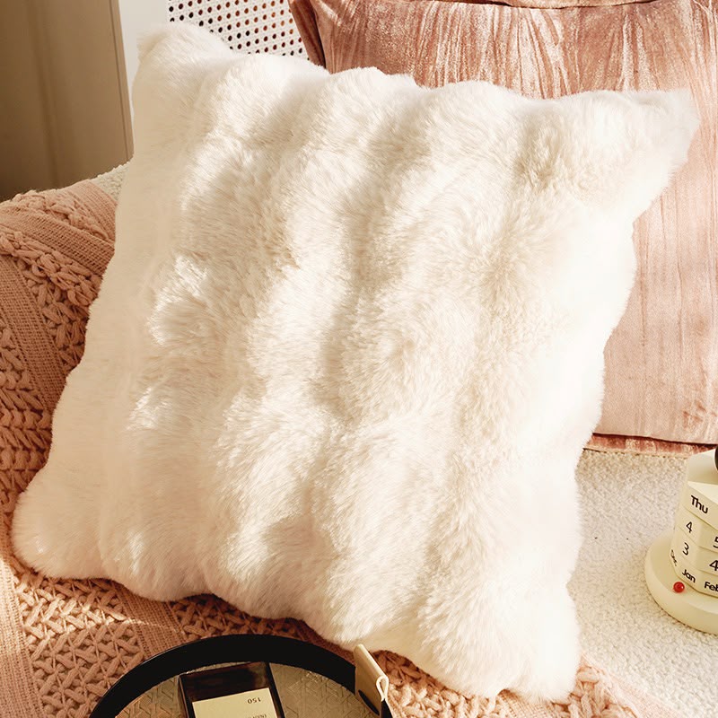 Blanche Faux Fur Cushion, soft white long-pile faux fur cover