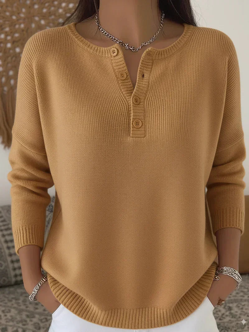 Caramella | Henley Button-Up Sweater