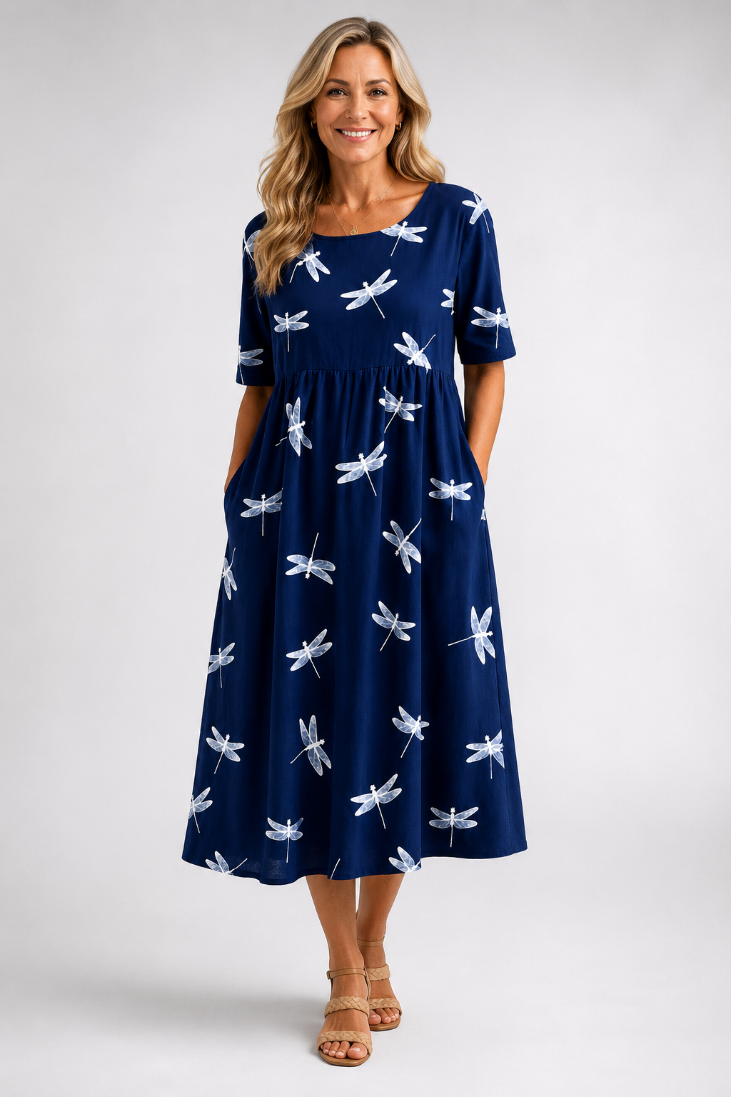 Winifred Dragonfly Print Midi Dress