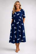 Winifred Dragonfly Print Midi Dress