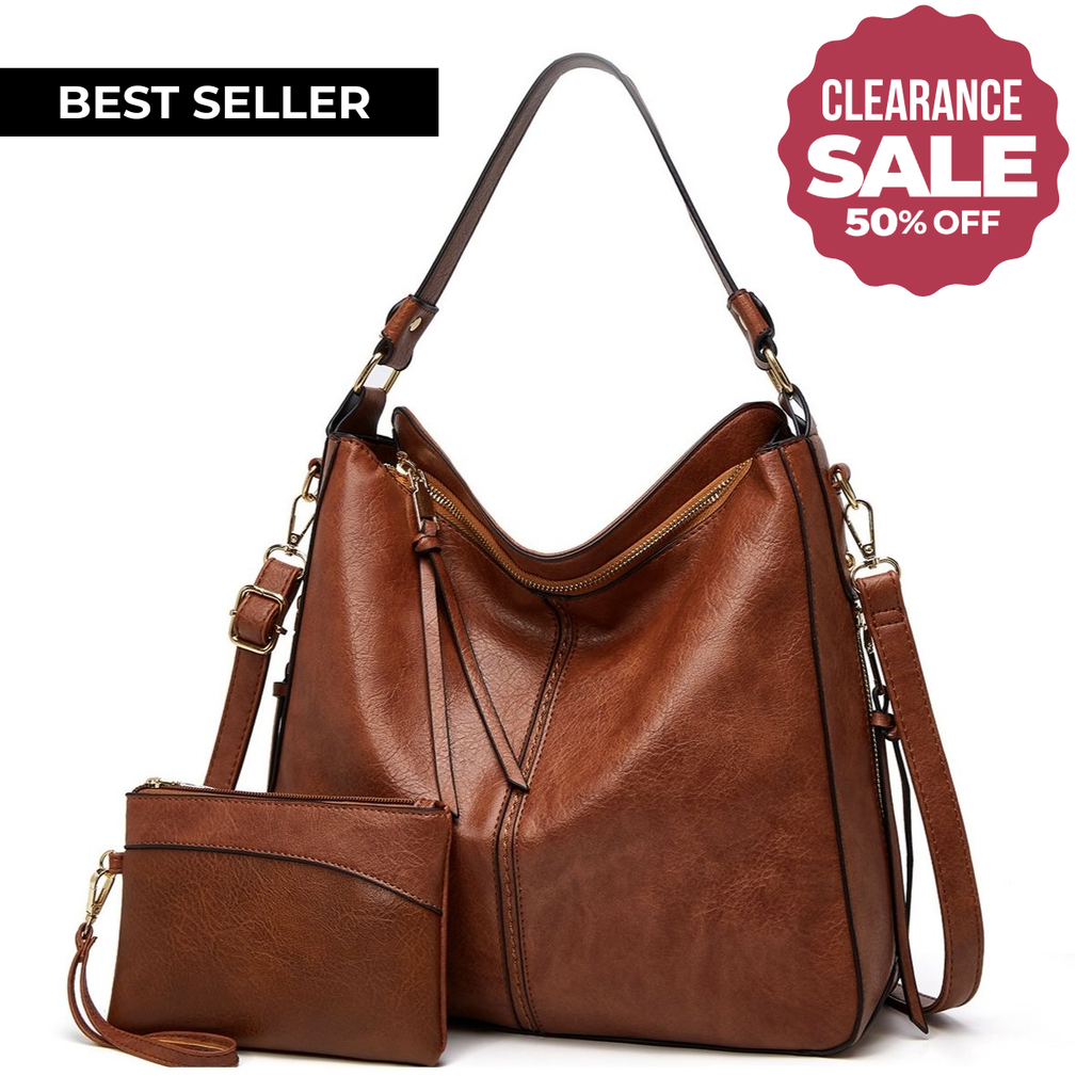 Luxury Leather Anti-Theft Hobo Handbag + FREE Pouch Wallet