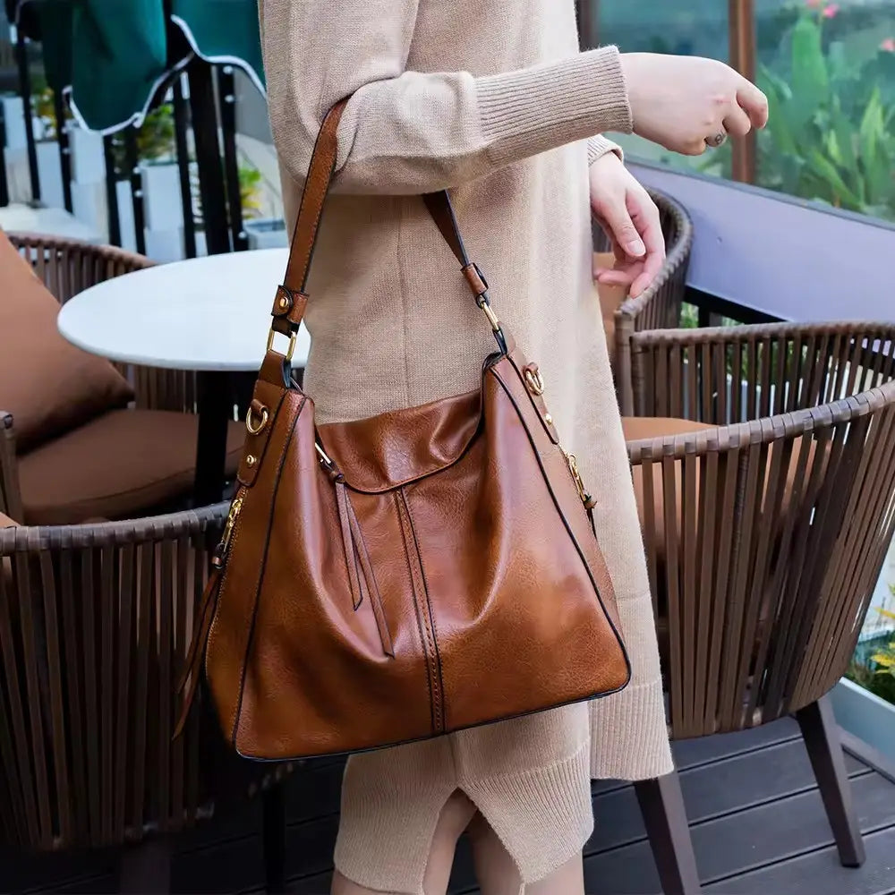Luxury Leather Anti-Theft Hobo Handbag + FREE Pouch Wallet