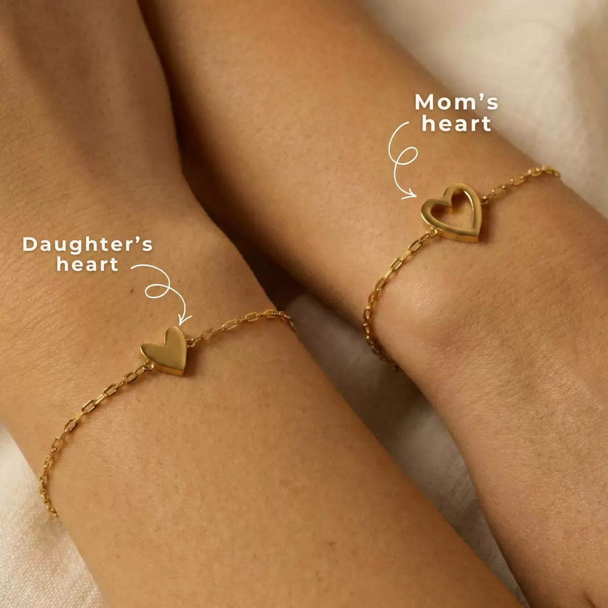Amara Two Hearts Mother Daughter Bracelet Set