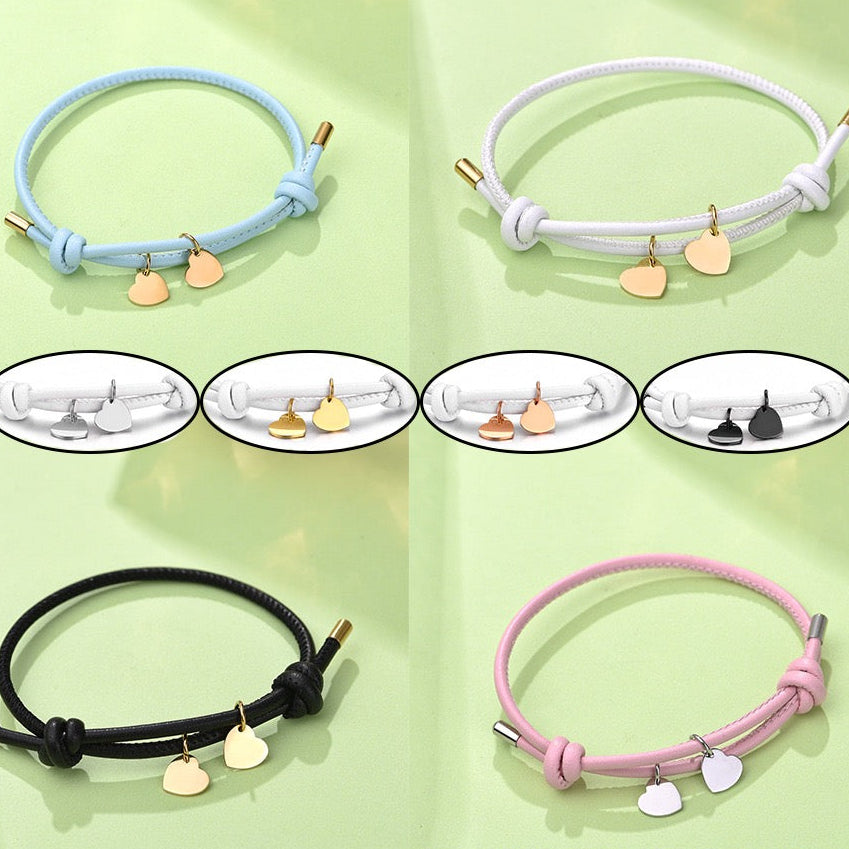 Lena Double Heart Leather Bracelet