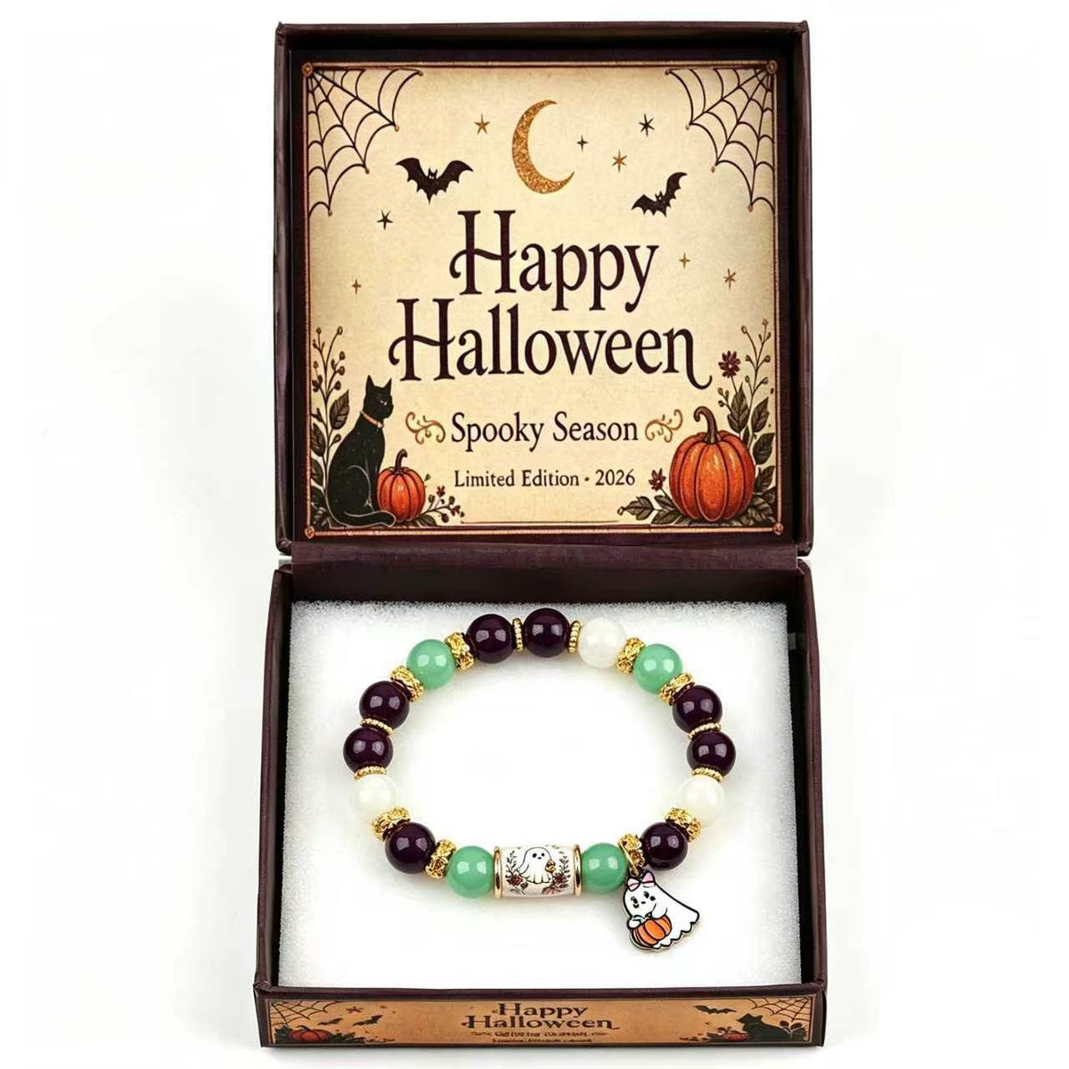 Halloween Ghost Gemstone Bracelet
