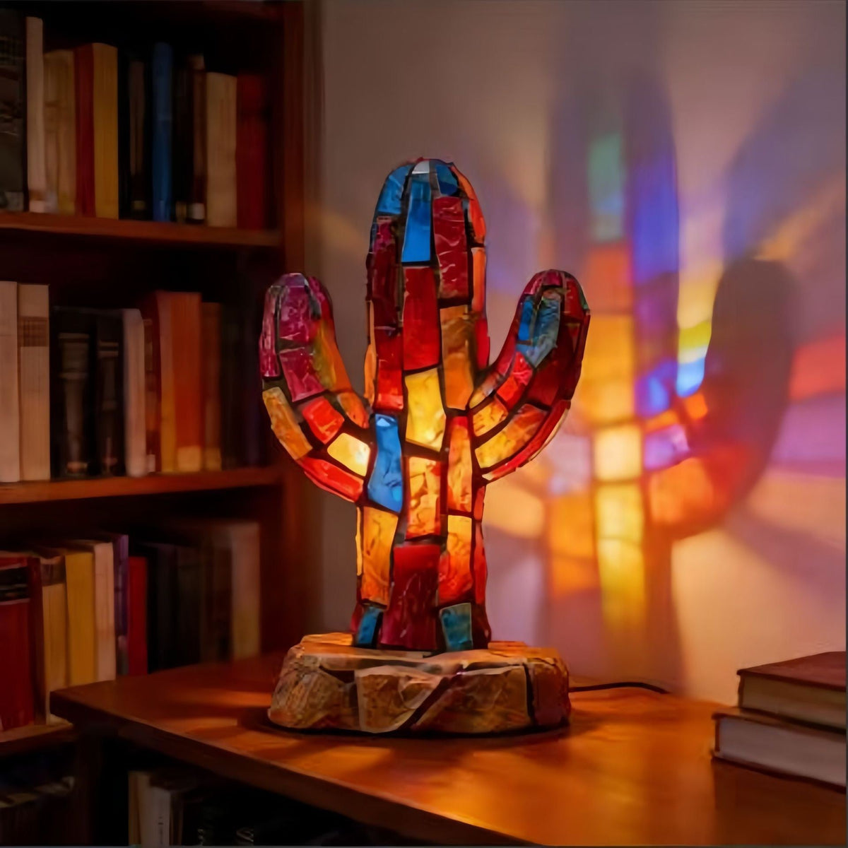 Desert Bloom | Cactus Stained Resin Lamp