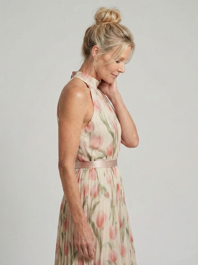 Sylvia Floral Halter Neck Midi Dress