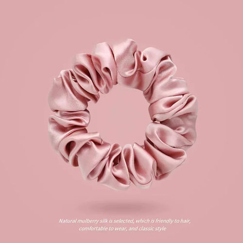 100% Pure Mulberry Silk Scrunchies Hair Bands Ties Gum Elastics Ponytail Holders Pure Color for Women Girls 19 Momme 1.5CM