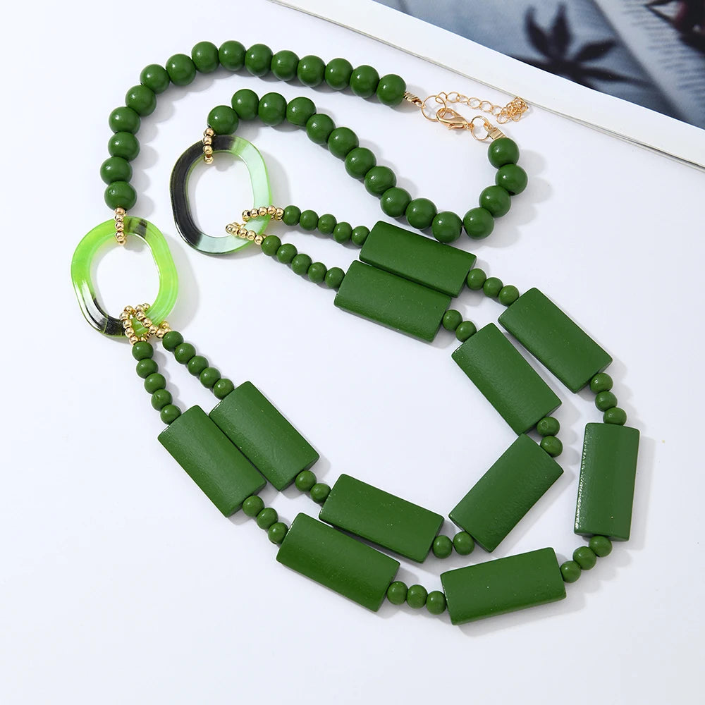 Agnes Wooden Geometric Necklace