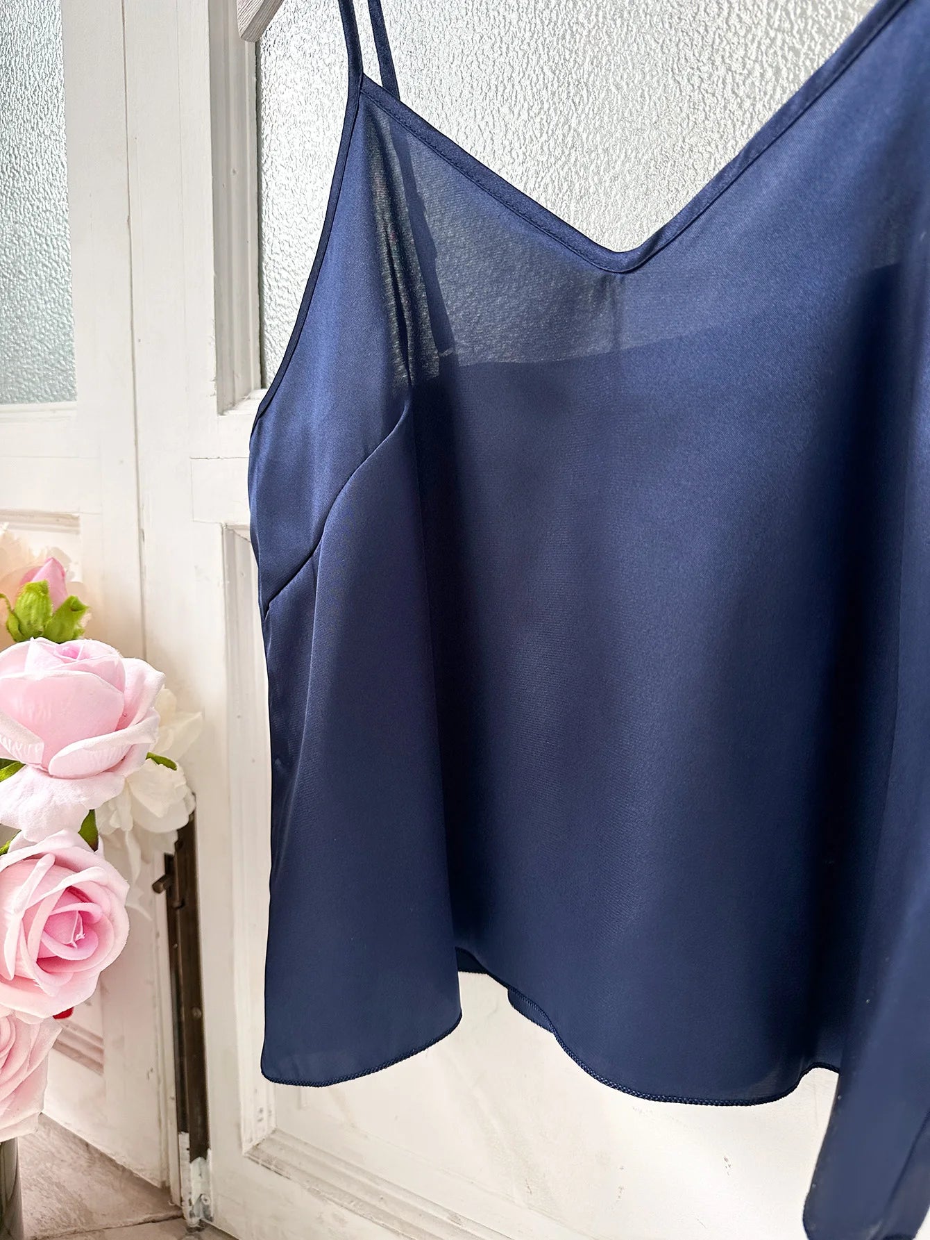 Summer Women's Satin Pajamas Loose Casual V-Neck Top With Ruffled Shorts Thin Home Wear