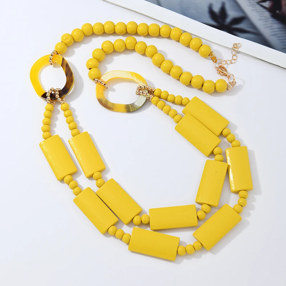 Agnes Wooden Geometric Necklace
