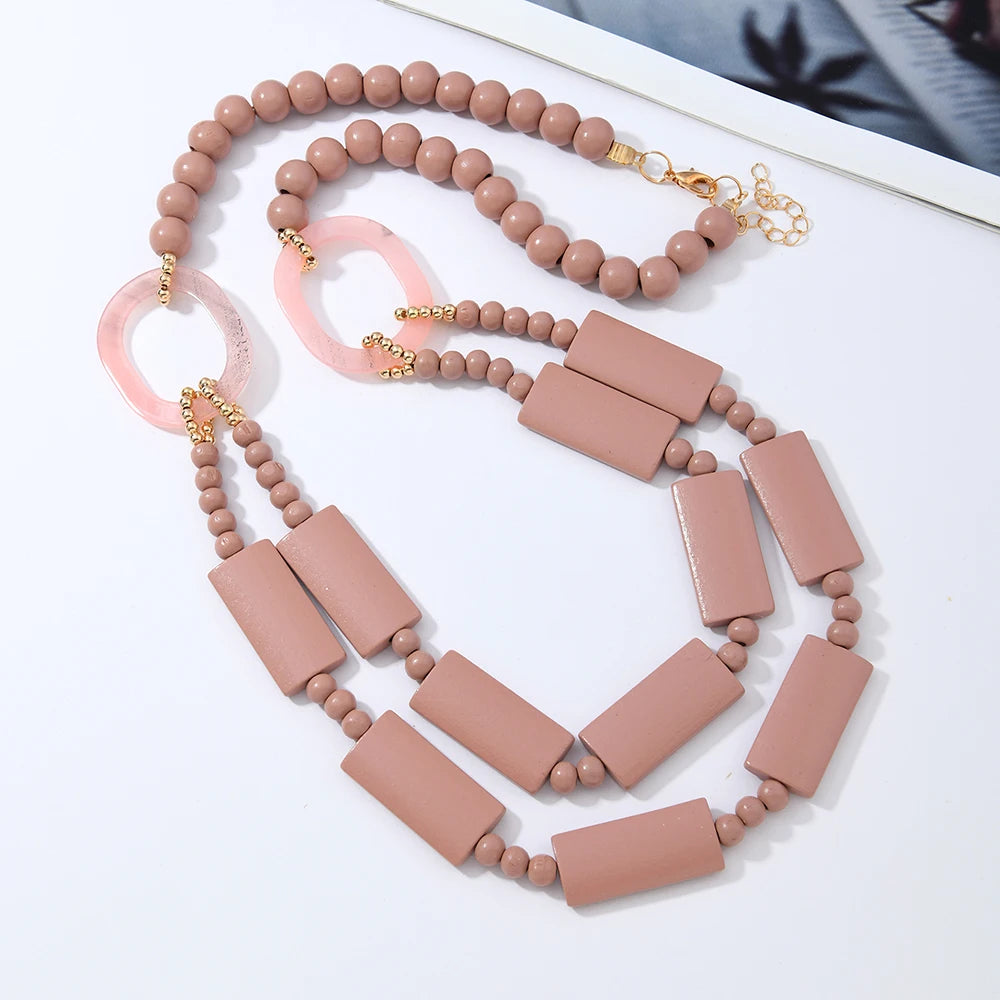 Agnes Wooden Geometric Necklace