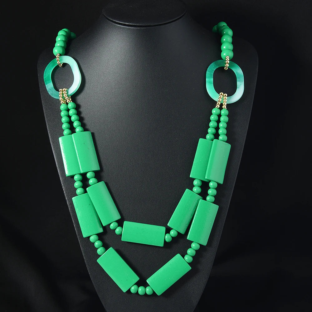 Agnes Wooden Geometric Necklace