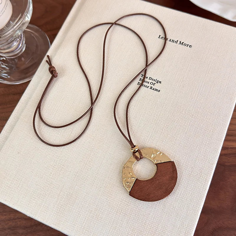 Clara Spliced Wood Ring Necklace